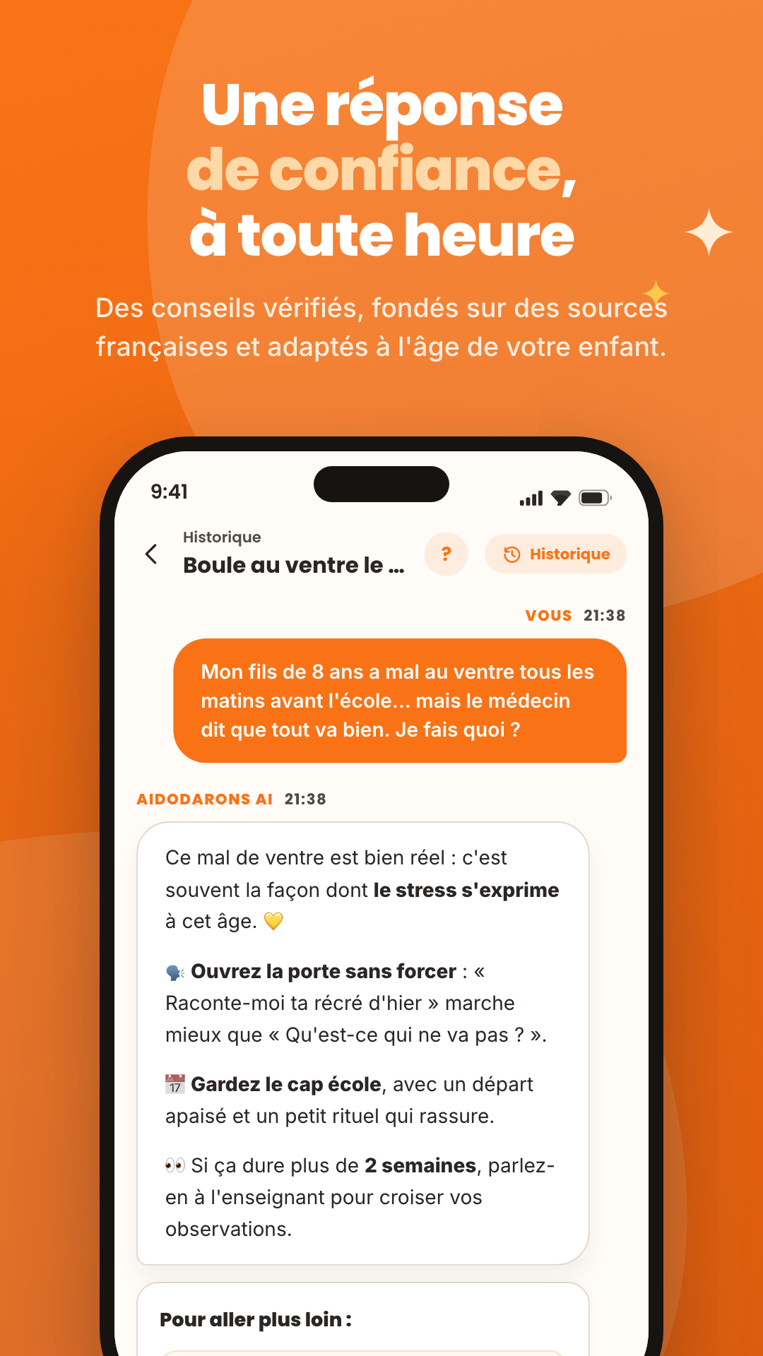 Conversation dans l’application Aidodarons