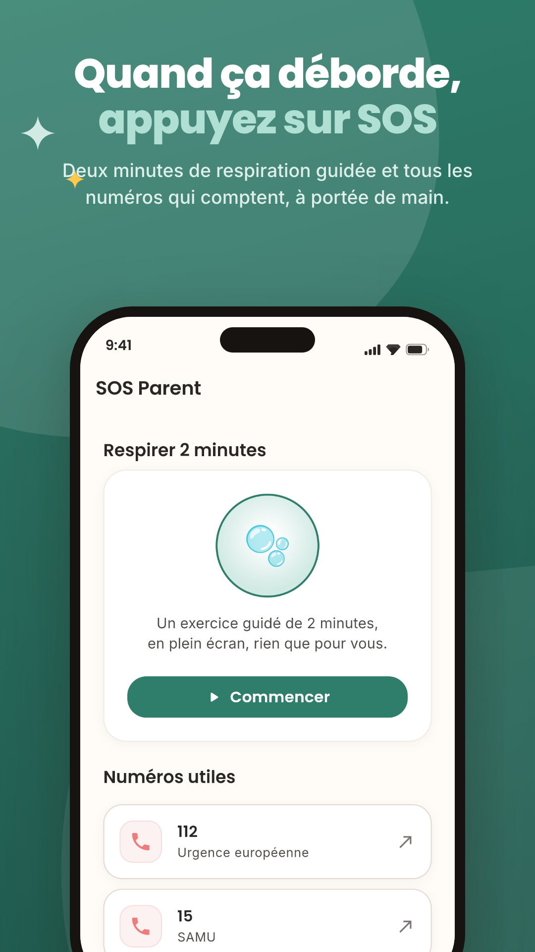 Écran SOS Parent
