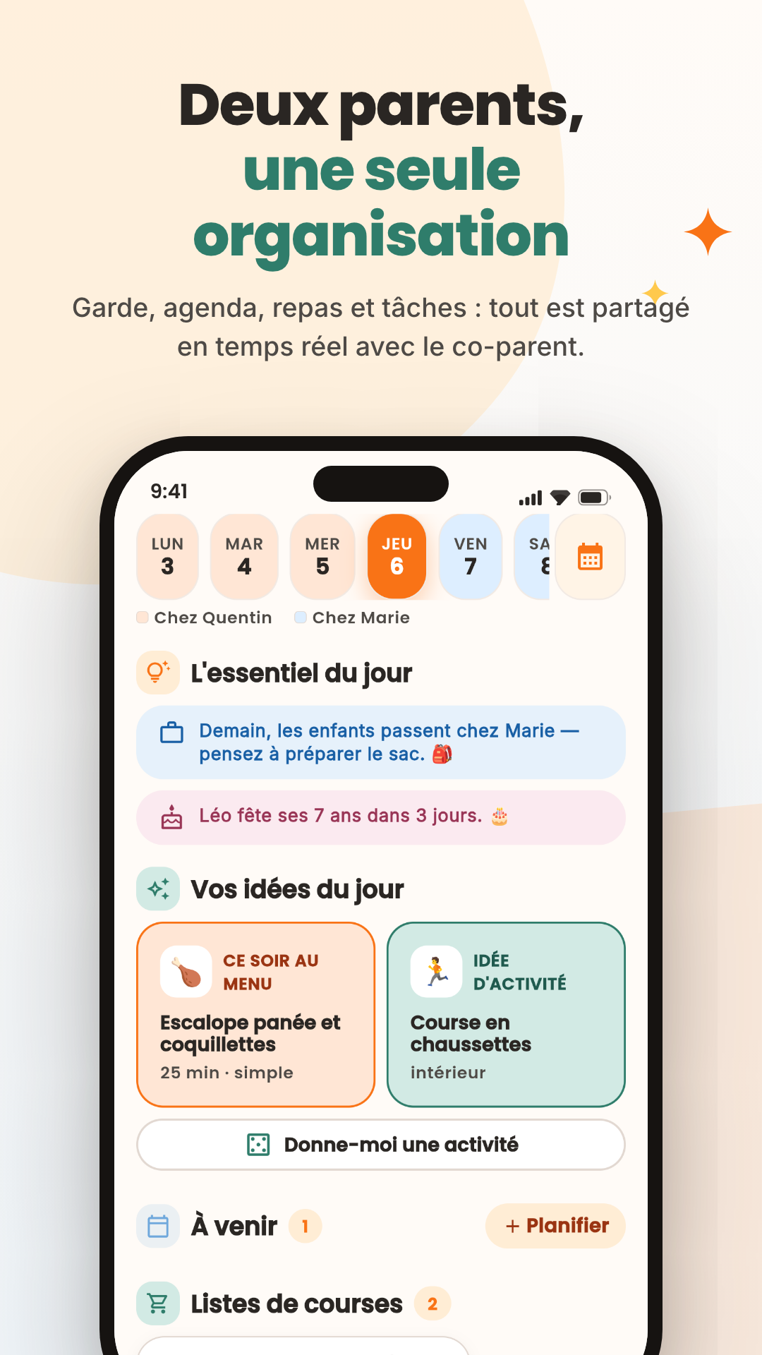 Organisation partagée entre les deux parents